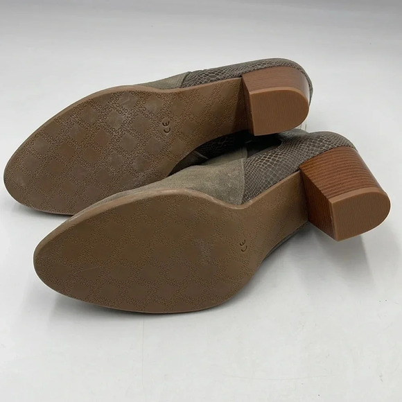 Vionic Bromley Taupe Suede Snake Print Ankle Booties Size 11 2 inch Heel - Picture 6 of 9